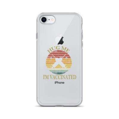Hug Me I'm Vaccinated Funny Retro Vintage Vaccine 2021 iPhone Case