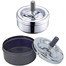 Stainless Steel Ashtray Cigarette Ashtray Odour Free Spinning Ashtray, 11cm 13cm