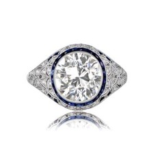 3 Ct White Round Cut Simulated Diamond Art Deco Antique Style Ring In 925 Silver