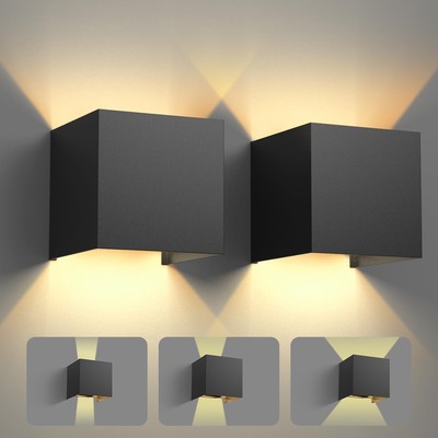 SILAMPDI Außenwandleuchten 12W 3000K LED Außenleuchten Wasserdicht IP65 2 Stück