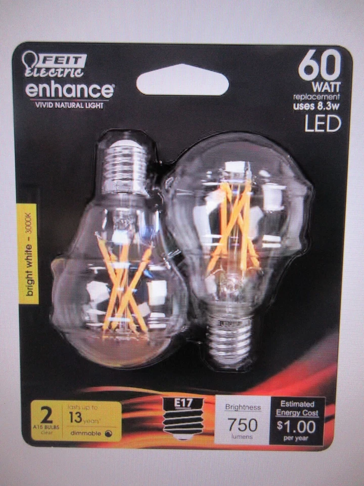 Feit Electric 60-Watt Equivalent E17 Dimmable CEC LED Ceiling Fan Light 12PK - Image 2 of 4