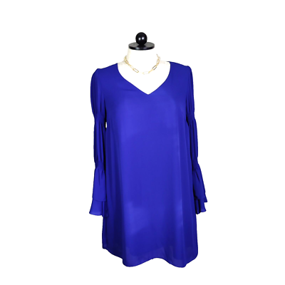 KAARI BLUE Dress Long Smocked Bell Sleeves Sz L Large Royal Blue | eBay