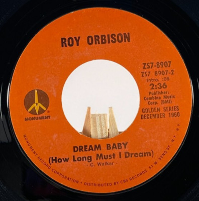 ROY ORBISON 45 RPM DREAM BABY (HOW LONG MUST I DREAM) / I'M HURTIN' EX