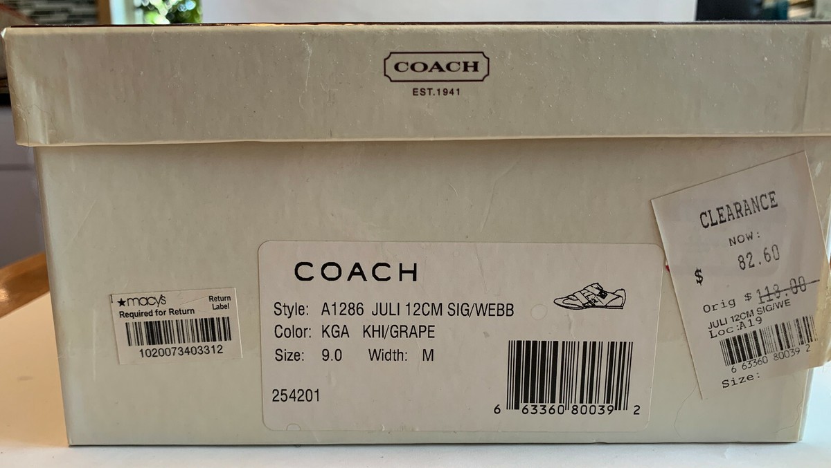 Coach Women's 9M JULI SNEAKERS BRAND IN ORIGINAL BOX, STYLE #A1286