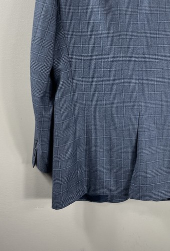 Hart Schaffner Marx Ing Loro Piana Blazer Mens 42 L Blue Plaid Spun Cashmere - Picture 18 of 21