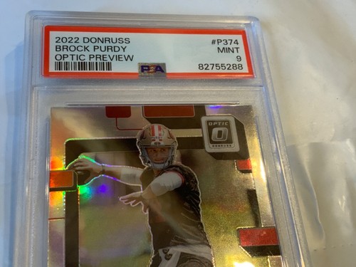 2022 Panini Donruss Football Optic Preview Rated Rookie Brock Purdy P-374 PSA 9 - Picture 2 of 7