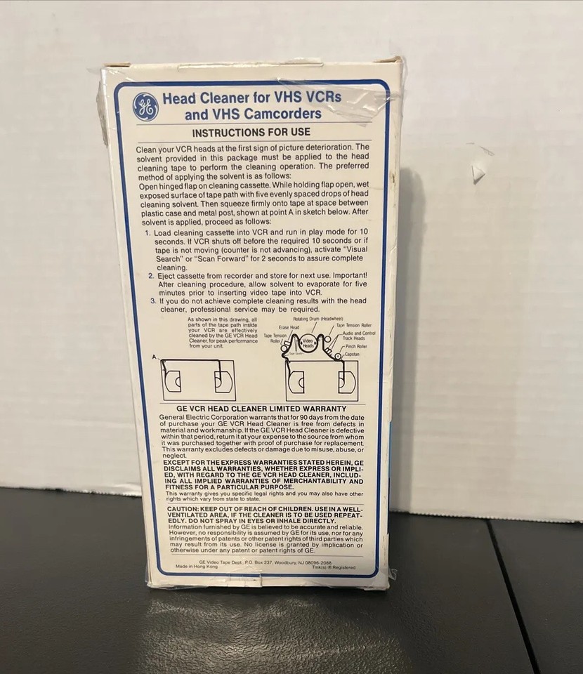 GE VCR Head Cleaner VHS Head Cleaner eBay