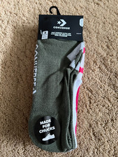 CONVERSE Made For Chucks 3 Pk Half Cushion Ultra Low Size 4-10 Olive White Red