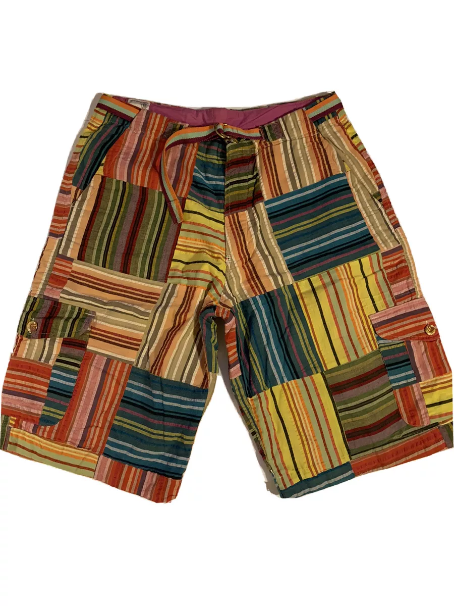 Mens patchwork sale madras shorts