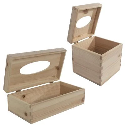 Decorative Natural Real Pinewood Tissue Boxes | Craft Decoupage Paint Yourself - Image 1 of 2