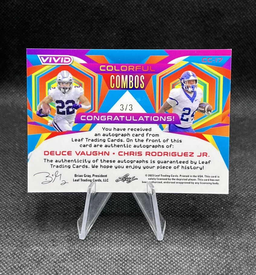 Deuce Vaughn & Chris Rodriguez Jr. #CC-17 Dual Auto 3/3 2023 Leaf Vivid Football - Image 2 of 2