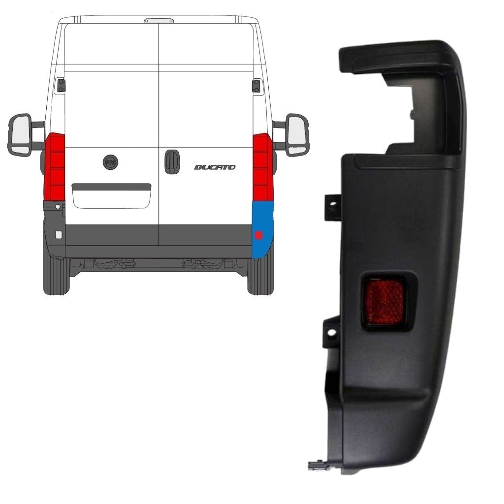 Rear bumper corner 270 degrees for Opel Movano 2021- / Right
