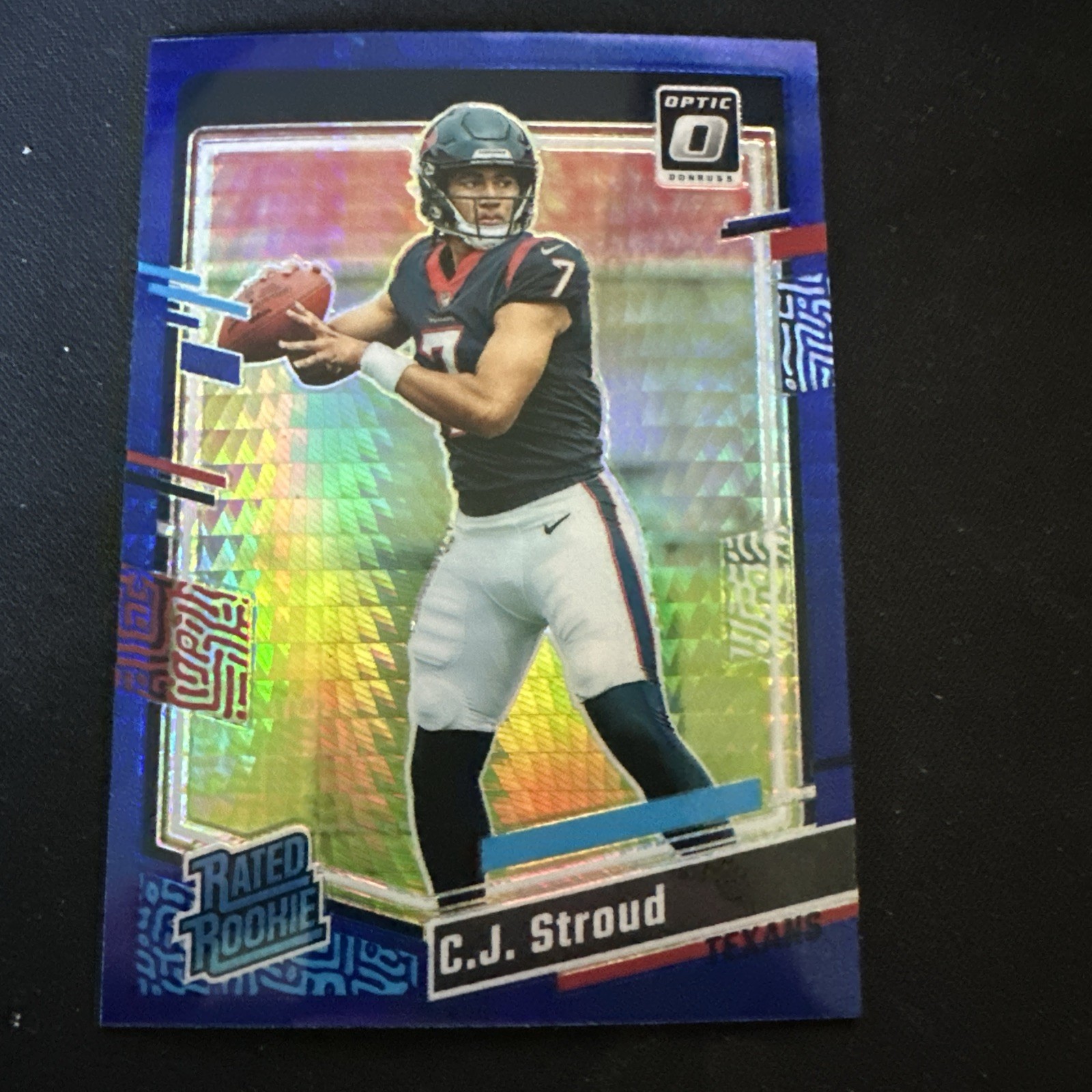 2023 Donruss Optic C.J. Stroud Blue Hyper Prizm RC Rated Rookie #244