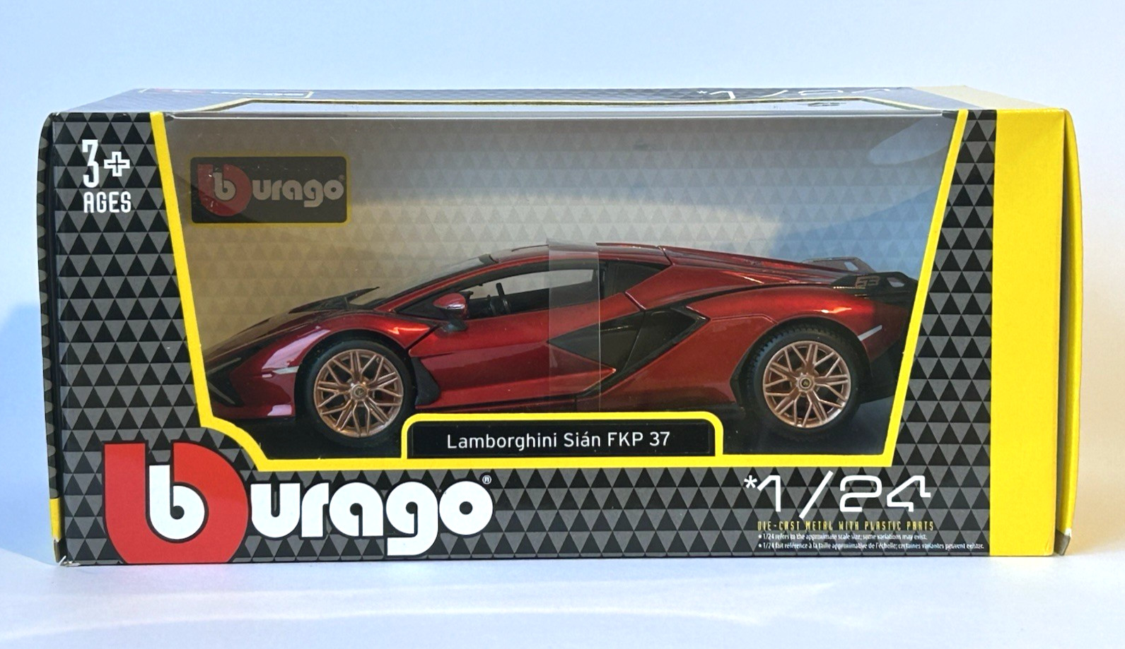 Bburago 1/24 Lamborghini Sian FKP 37 Supercar Metallic red model car 1:24 #21099