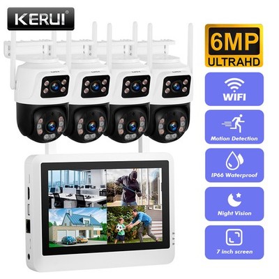 KERUI 7in Monitor 6MP Wired Security Camera System Kit NVR LCD Screen USA
