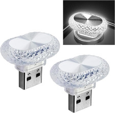 2PCS USB LED Car Interior Night Light, Crystal Mini Decoration Neno Ambient Ligh