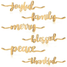 12 Pieces Christmas Thankful Blessed Merry Joyful Peace Family Wood Cutout Ru...