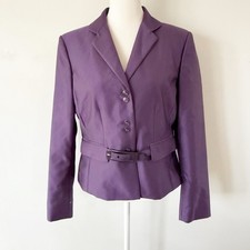 Calvin Klein Women Belted Blazer Sz 6 Purple Career Office City Classy Business