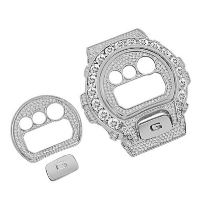 VVS1D 6.25 Ct. Solitaire G-Shock DW6900 Custom Watch Bezel/Face Plate Cover Case