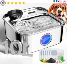 Stainless Steel Dog Water Fountain Automatic Filtered Dispenser Large Pet Bowl