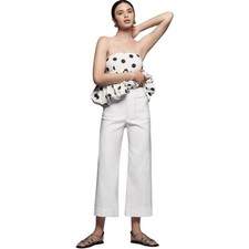 NWT Anthropologie Maeve Colette White Magic Fabric Wide Leg Cropped Pants 26