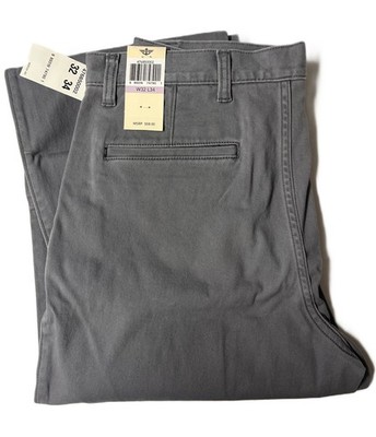 Docker's The Broken In Gray Chinos Khakis Size 32 x 34 NEW Stretch MSRP $58.00
