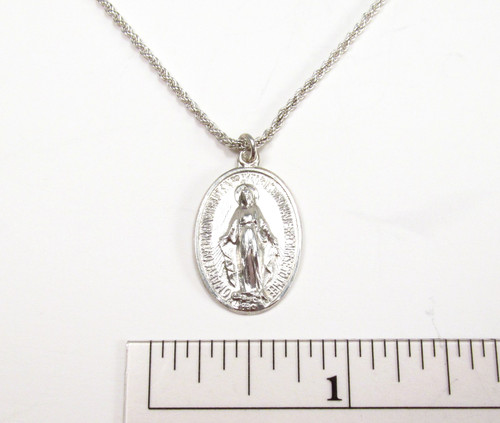 Vintage Chapel Catholic Miraculous Medal Sterling Silver Pendant Necklace 18"