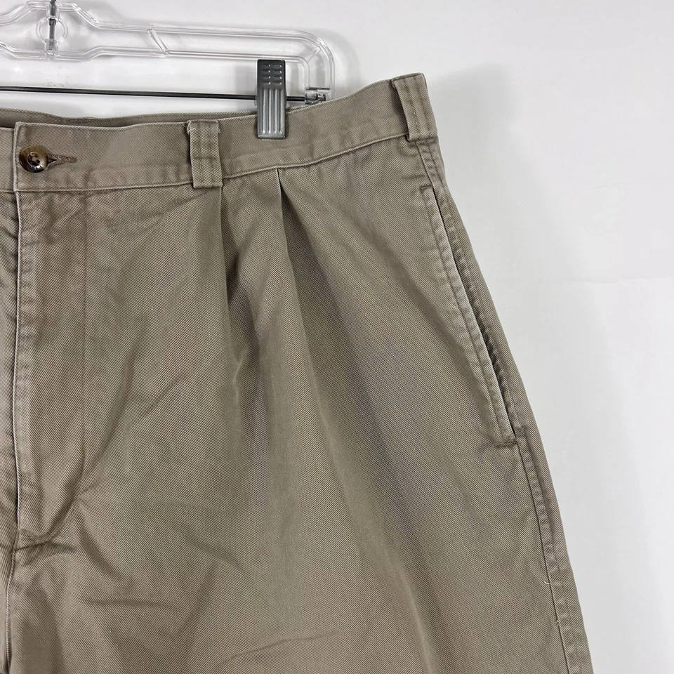 Pantalones Cortos Perry Ellis Para Hombre Talla 38 Chino Caqui Plisado Bermudas Vestido Informal Golf Foto 3 de 4