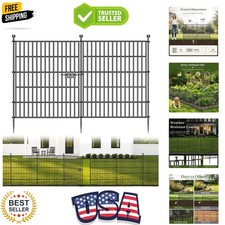 No Dig Garden Fence Outdoor for Yard, 32in H x 11.8ftL  5 Panels with Gate A...