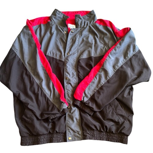 Vintage Bill Blass Jacket Mens Red, Black, Grey Windbreaker Full Zip SIZE XL - Picture 1 of 8