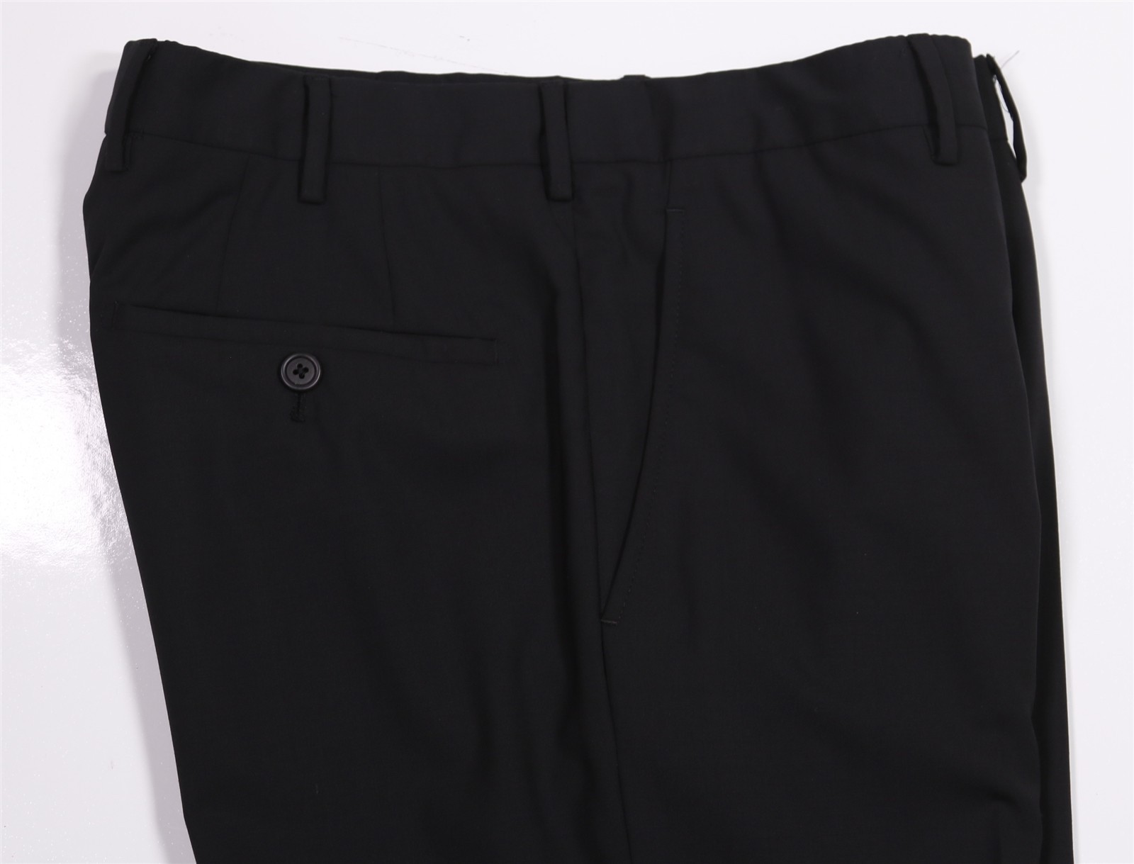 Prada Mens Solid Black Flat Front Wool Dress Pant… - image 2