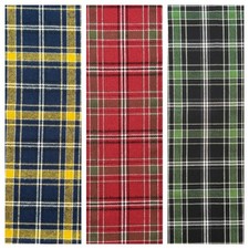 Brushed Tartan Cotton Fabric Kinney Red Green Yellow Mustrard Black Plaid 140cm