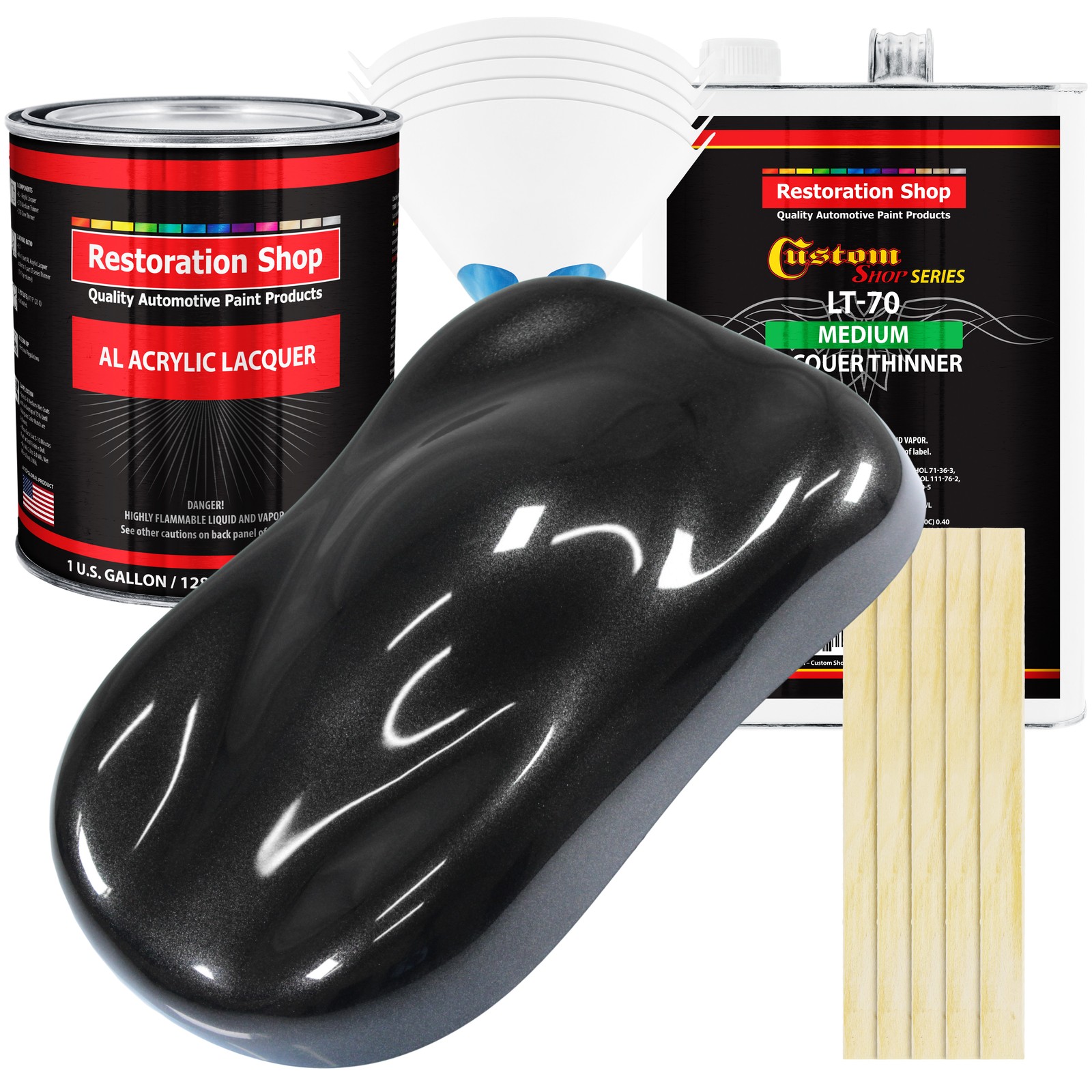 Black Sparkle Metallic Acrylic Lacquer Gallon Auto Paint Kit with Medium Thinner