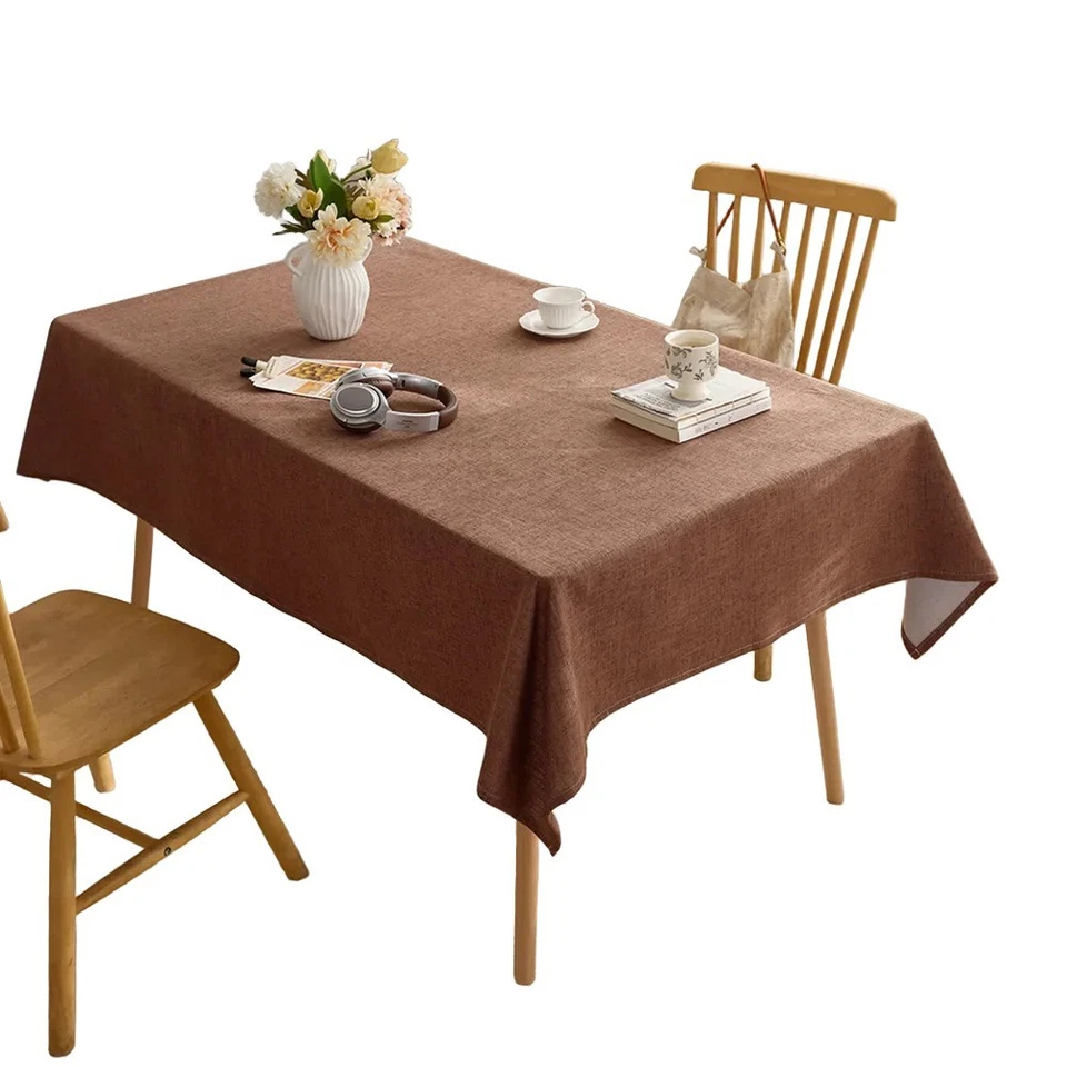 Solid Color Thick Tablecloth for Rectangular For Coffee and Dining Tables - Image 2 of 4
