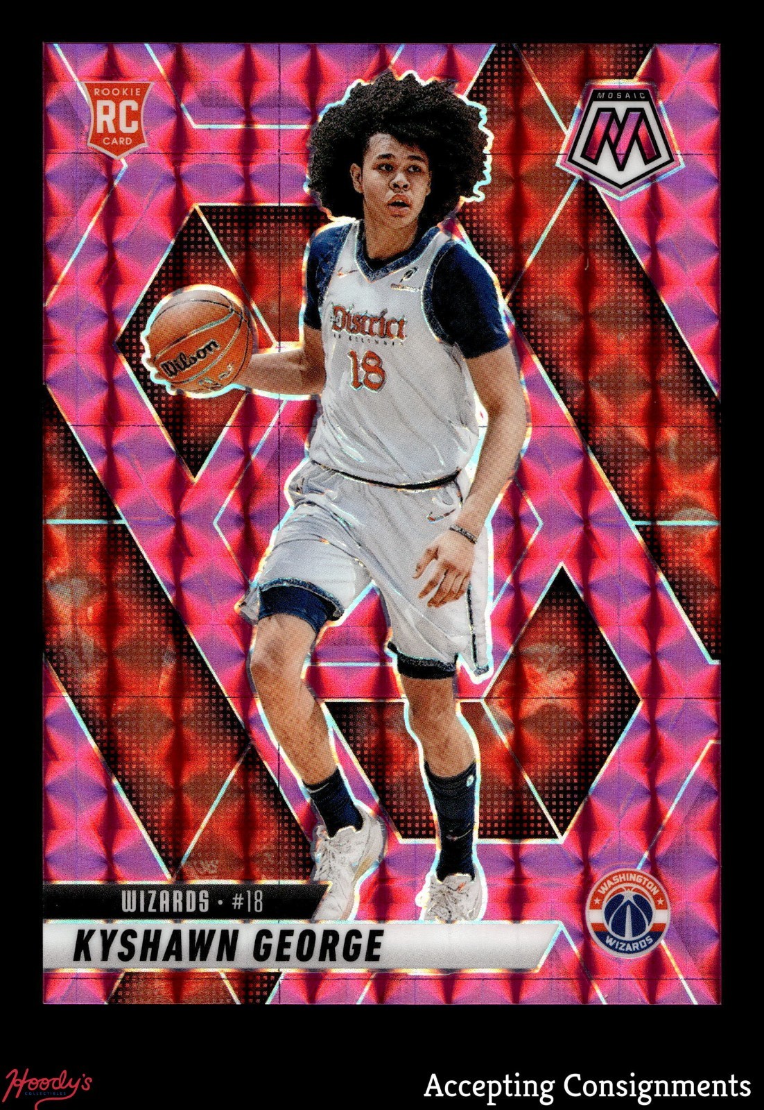 2024-25 Panini Mosaic Mosaic Pink #247 Kyshawn George 95/175 ROOKIE RC WIZARDS