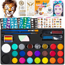 Face Painting Kit for Kids 20 Water Based Non-Toxic Sensitive Skin Paints 100 St