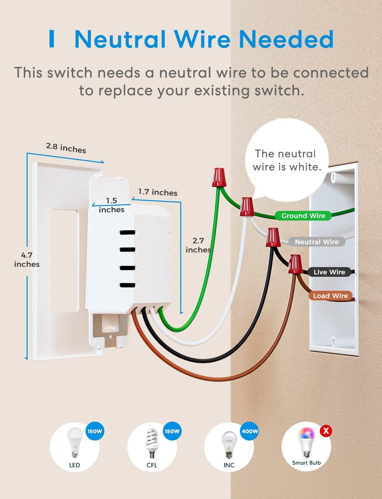 meross Smart Dimmer Switch, Single Pole WiFi Light Switch Works with Apple Ho...