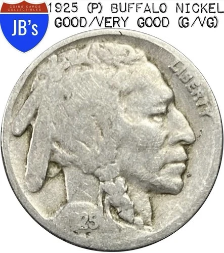 1925 (P) Buffalo Nickel 5c - Good/Very Good (G/VG)