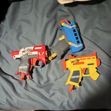 NERF Fortnite Dart Blasters Lot w/ Drum Magazine Red/White Yellow/Black E7522
