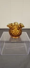 Amber Hobnail Ruffle Top Mini Vase