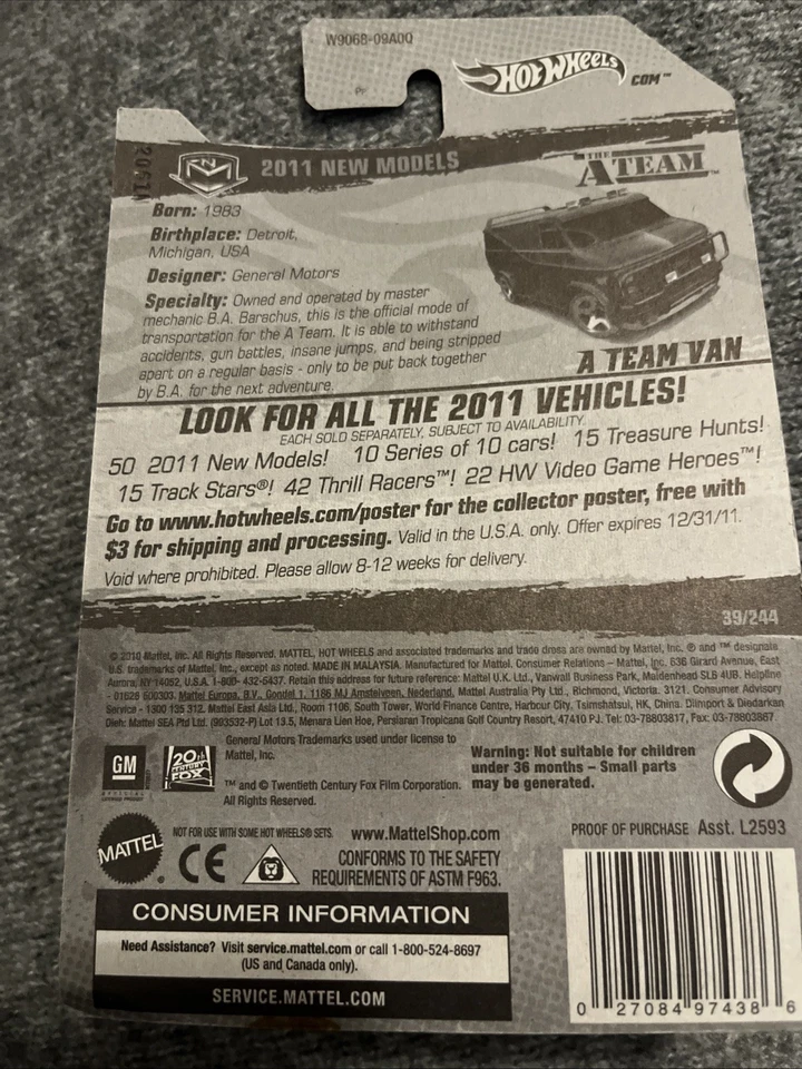 The A-Team 1983 GMC Vandura Van Hot Wheels 2011 New Models 39/50, 39/244 - Image 2 of 2