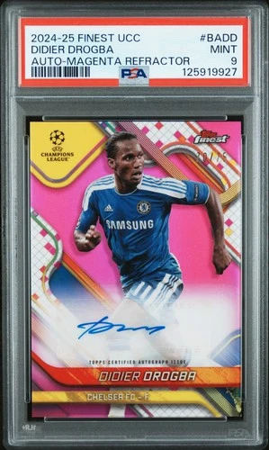 2024-25 Topps Finest UCC Autographs Didier Drogba Auto-Magenta Refractor PSA 9