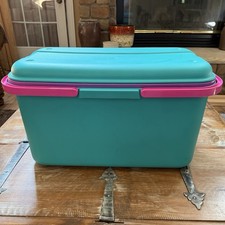 Vtg Eagle Craftstor Large-Sewing Craft Storage Organizer Container 20  Teal Tote