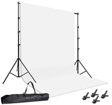 Photo Background Support System with 8.5 x 10ft Backdrop Stand Kit, 100 Whit...