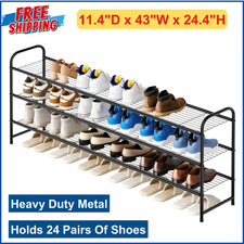 3-Tier Long Shoe Rack For Closet Metal Shoe Organizer For Entryway, Stackable