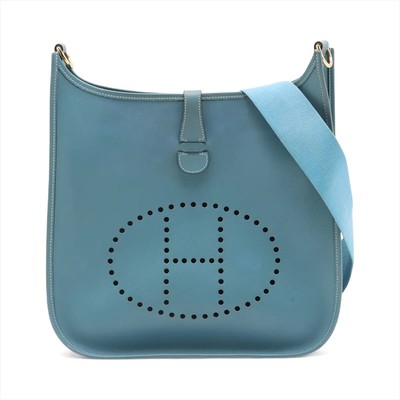 Hermès evelyn 1 33 GM Cushbell Blue Jean Gold Metal Fittings  B: 1998
