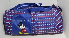 Mickey Mouse Tote Bag Carry On Duffle 16" x 10" Multiple Pockets Zippered Blue