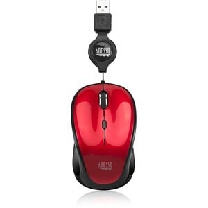 Adesso IMOUSE S8R Mouse Usb 2.0 Optical 3 ButtonS Red Cable 1600 Dpi Scroll Whee