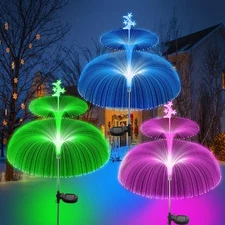 Solar Garden Lights Outdoor Solar Lights 7 Color Changing Jellyfish & Star Wa...