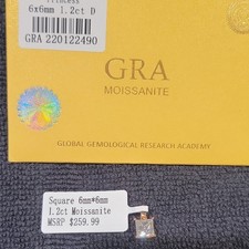 GRA Moissanite Princess Cut Square 1.2ct Pendant Sterling Silver 6mm x 6mm